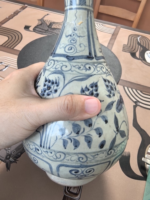 古玩陶瓷元代·青花蓮花紋玉壺春瓶 真品鑒賞圖