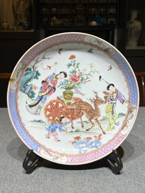 古玩陶瓷粉彩盤真品鑒賞圖