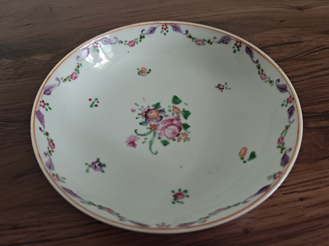 古玩陶瓷清乾隆.廣彩花卉紋盤拍賣,當前價格1900元