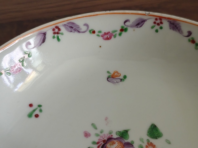 古玩陶瓷清乾隆.廣彩花卉紋盤拍賣,當前價格1900元