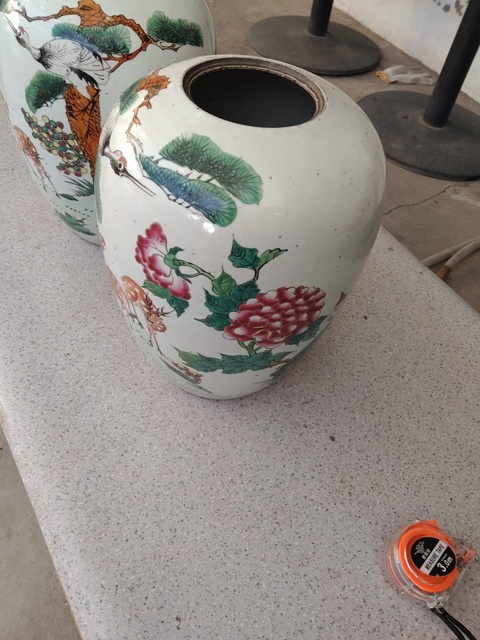 古玩陶瓷粉彩松鶴紋冬瓜罐畫功一流精品拍賣，當(dāng)前價格3888元