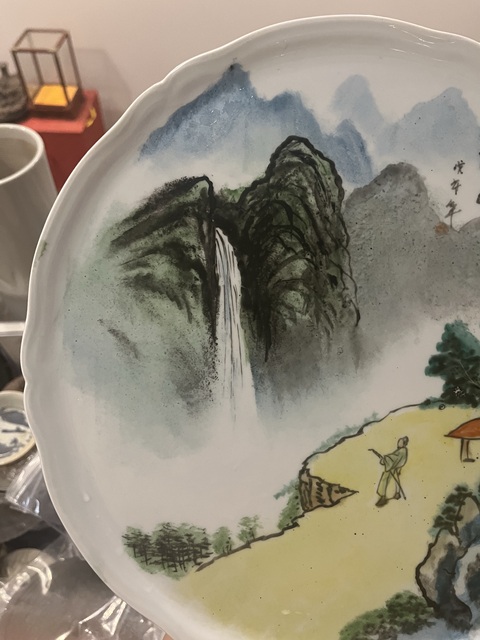 古玩陶瓷山水紋盤拍賣,當前價格199元