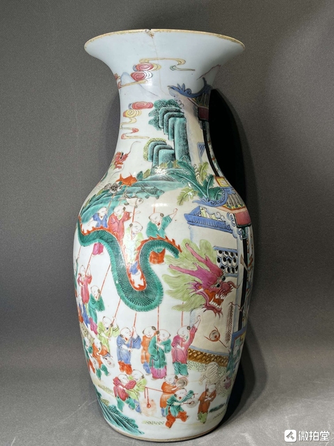 古玩陶瓷清同治 粉彩嬰戲圖觀音瓶拍賣，當前價格22880元