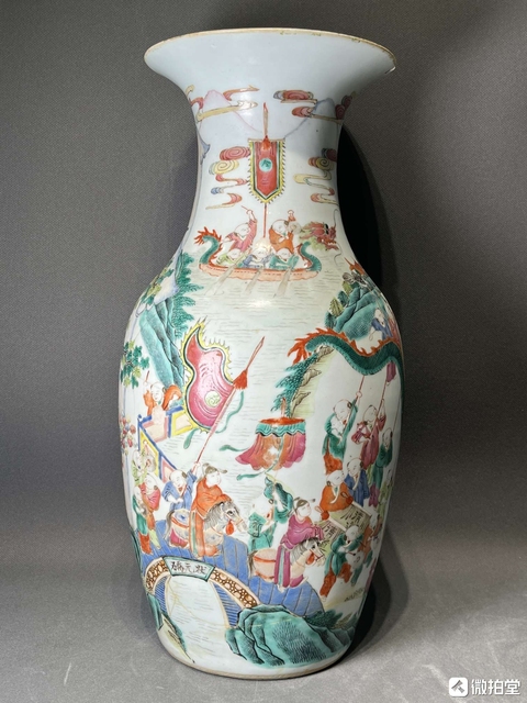 古玩陶瓷清同治 粉彩嬰戲圖觀音瓶拍賣，當前價格22880元