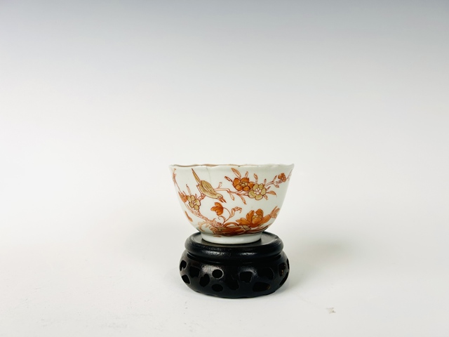 古玩陶瓷清康熙·礬紅描金花鳥杯真品鑒賞圖
