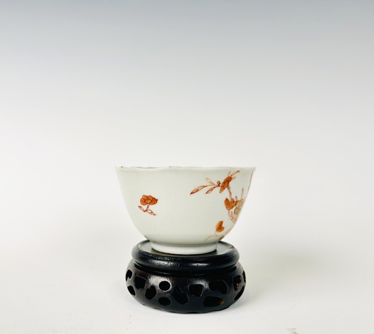 古玩陶瓷清康熙·礬紅描金花鳥杯真品鑒賞圖