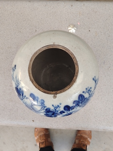 古玩陶瓷青花博古花卉紋冬瓜罐配上了蓋了拍賣,當前價格1699元