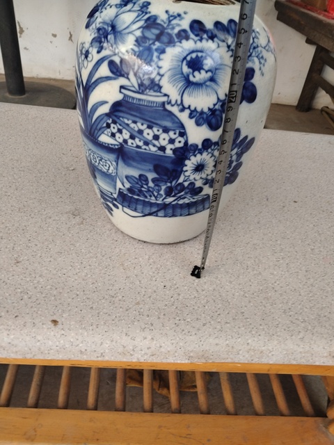 古玩陶瓷青花博古花卉紋冬瓜罐配上了蓋了拍賣,當前價格1699元