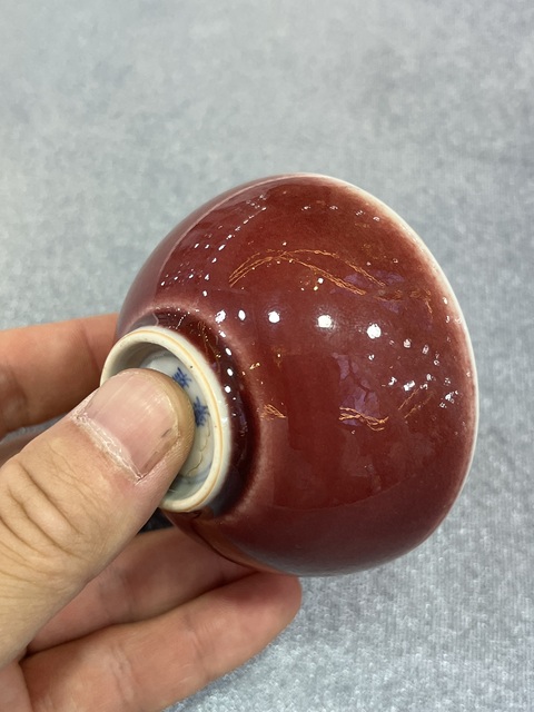 古玩陶瓷霽紅釉茶碗真品鑒賞圖