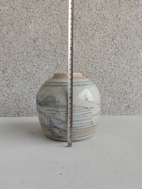 古玩陶瓷青花山水人物罐拍賣，當前價格450元