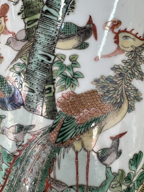 古玩陶瓷清光緒 五彩花鳥紋棒槌瓶百鳥朝鳳圖拍賣，當前價格32000元