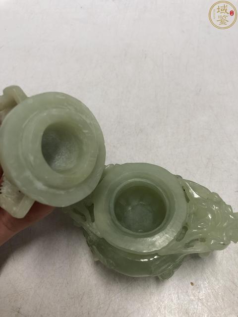 古玩陶瓷【帶保真卡】創(chuàng)匯.岫玉雙龍耳活環(huán)熏爐拍賣，當(dāng)前價(jià)格750元