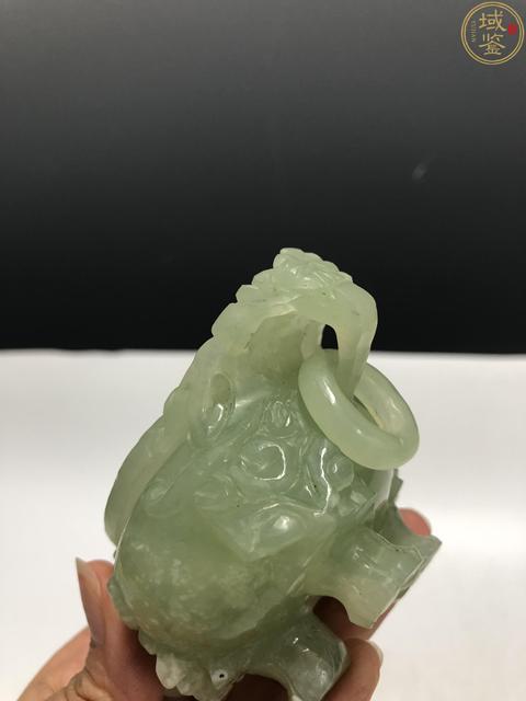 古玩陶瓷【帶保真卡】創(chuàng)匯.岫玉雙龍耳活環(huán)熏爐拍賣，當(dāng)前價(jià)格750元