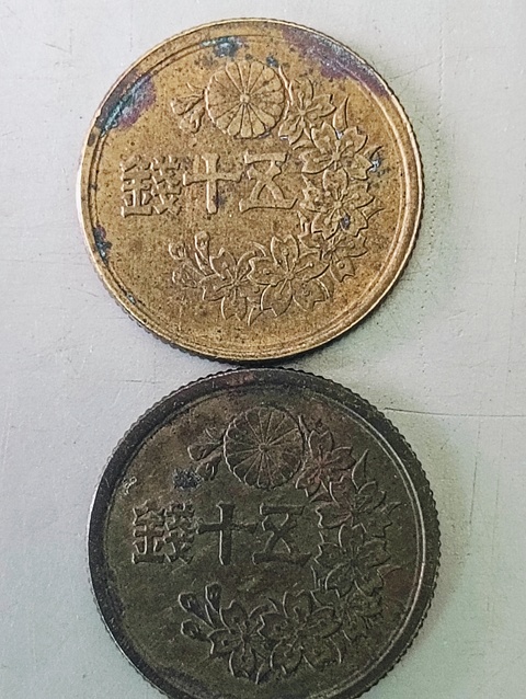 古玩錢幣日本五十錢兩枚拍賣，當前價格48元