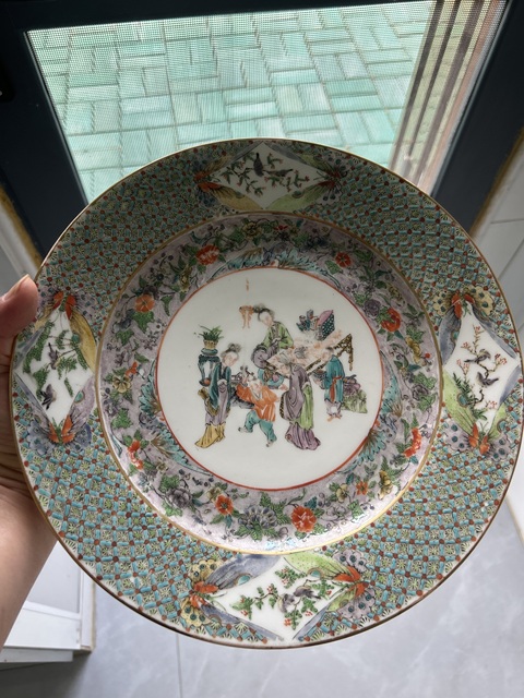 古玩陶瓷咸豐五彩人物故事紋盤真品鑒賞圖