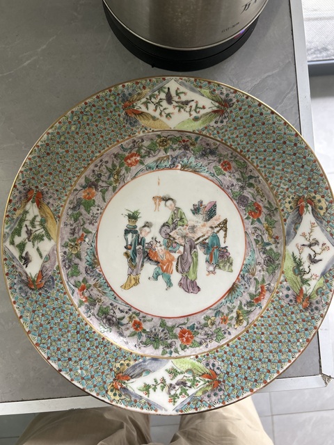 古玩陶瓷咸豐五彩人物故事紋盤真品鑒賞圖