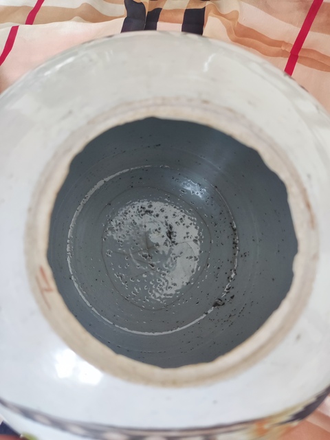 古玩陶瓷淺絳彩花鳥紋西瓜罐真品鑒賞圖