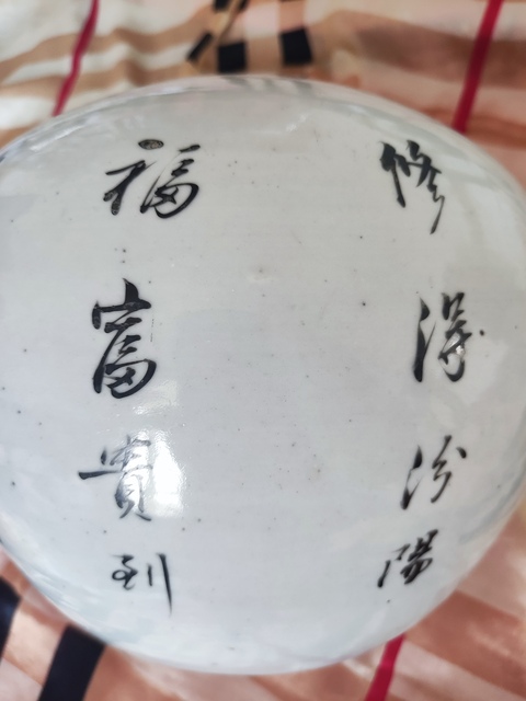 古玩陶瓷淺絳彩花鳥紋西瓜罐真品鑒賞圖