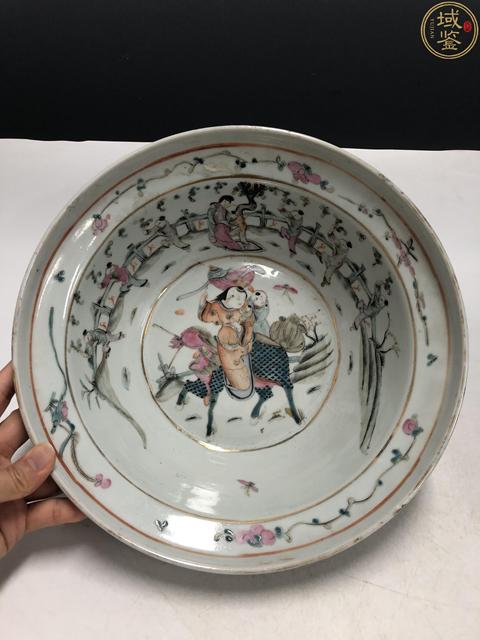 古玩陶瓷粉彩麒麟送子紋凈手盆拍賣，當前價格2380元