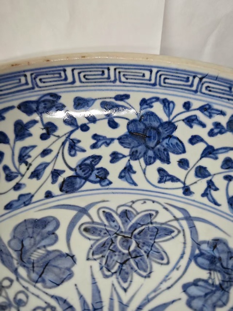 古玩陶瓷清雍正青花一把蓮紋盤拍賣，當(dāng)前價(jià)格12345元