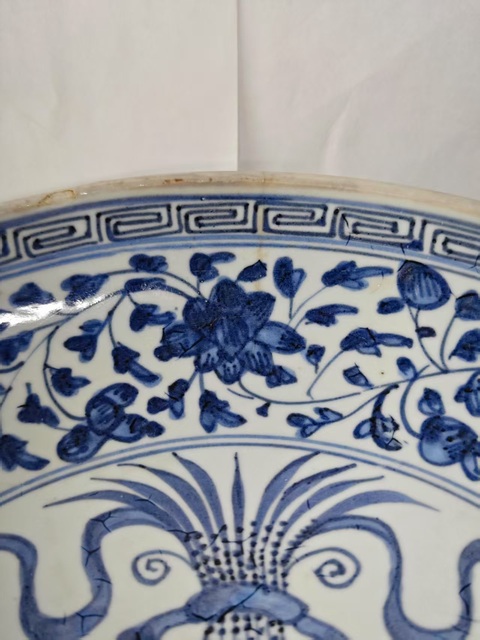 古玩陶瓷清雍正青花一把蓮紋盤拍賣，當(dāng)前價(jià)格12345元