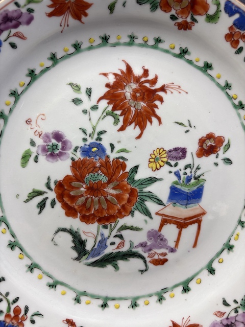 古玩陶瓷粉彩花卉紋盤拍賣，當前價格2588元