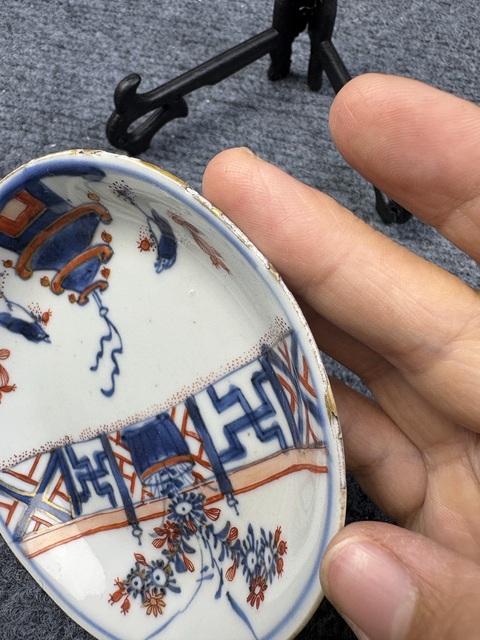 古玩陶瓷青花礬紅描金花卉紋杯碟套拍賣,當前價格188元