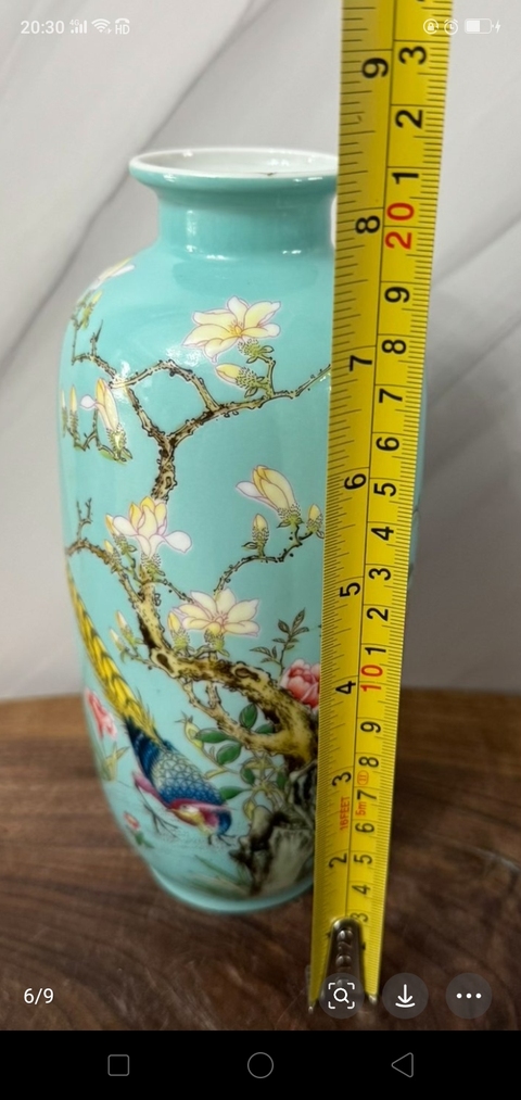 古玩陶瓷松石綠釉粉彩花鳥紋燈籠瓶拍賣,當前價格1500元