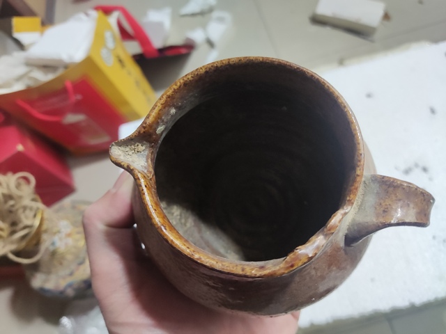 古玩陶瓷元末明初褐釉花澆拍賣,當(dāng)前價格228元