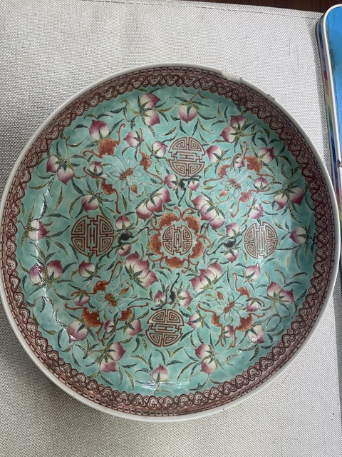 古玩陶瓷福壽紋盤真品鑒賞圖