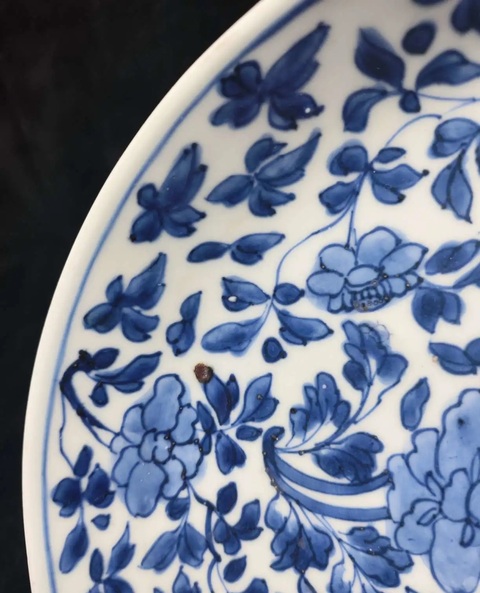 古玩陶瓷青花纏枝花卉紋盤拍賣,當前價格6800元