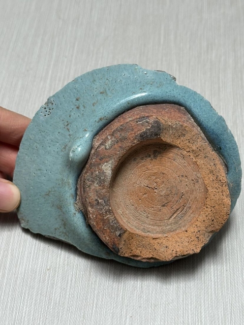 古玩陶瓷金代天藍釉鈞窯整底標本拍賣，當前價格298元
