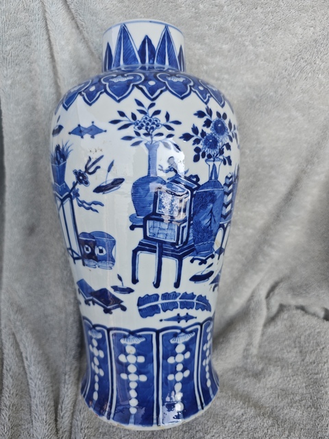 古玩陶瓷清光緒青花博古梅瓶拍賣,當前價格8500元