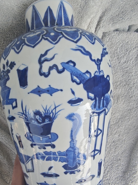 古玩陶瓷清光緒青花博古梅瓶拍賣,當前價格8500元