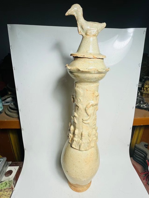 古玩陶瓷（宋代）青白釉龍紋人物塔式瓶（有著不錯的市場價值）拍賣，當前價格0元