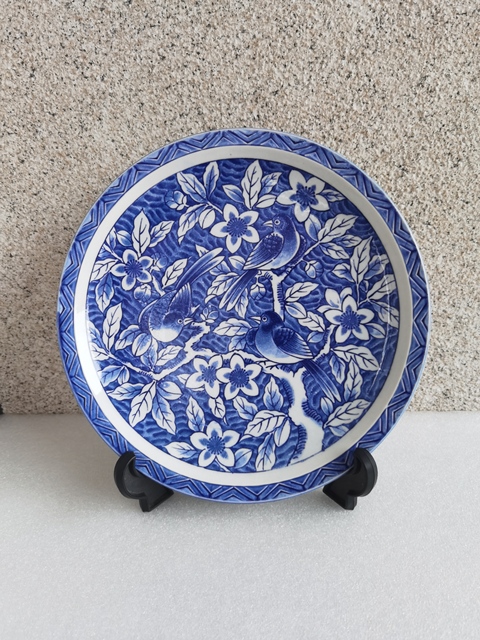 古玩陶瓷花鳥(niǎo)紋青花盤(pán)拍賣(mài),當(dāng)前價(jià)格398元
