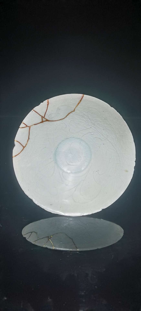 古玩陶瓷湖田窯青白釉刻花碗真品鑒賞圖