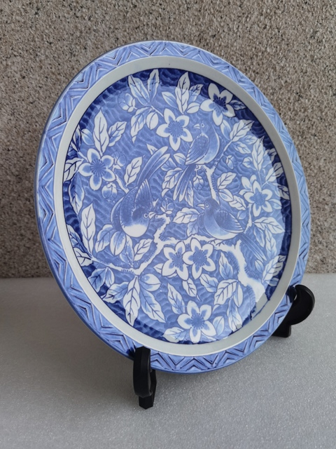 古玩陶瓷花鳥(niǎo)紋青花盤(pán)拍賣(mài),當(dāng)前價(jià)格398元