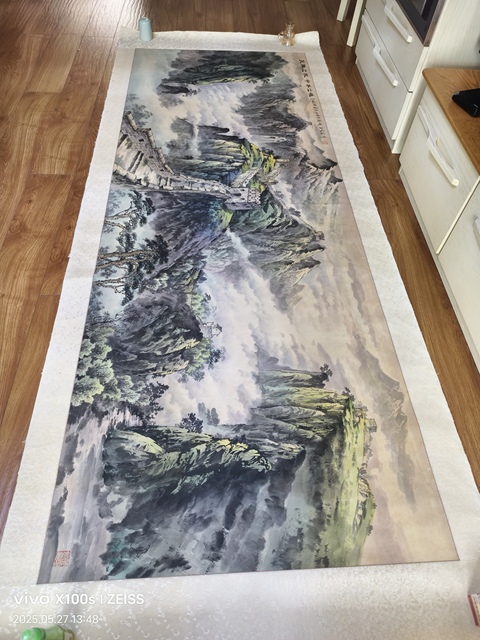 古玩字畫孟憲寶款寫意山水真品鑒賞圖