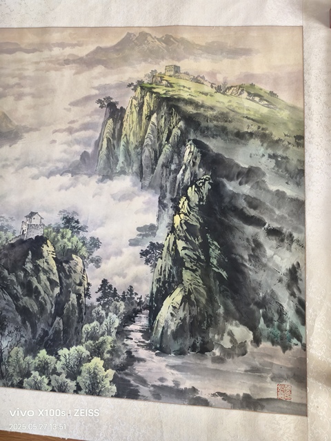 古玩字畫孟憲寶款寫意山水真品鑒賞圖