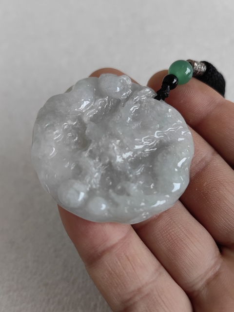 古玩玉器天然翡翠雕“龍紋牌”拍賣,當前價格249元