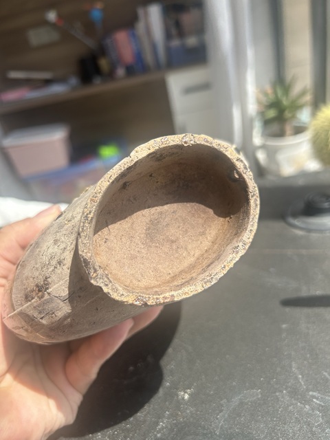 古玩陶瓷清晚·褐釉模印蕉葉紋扁壺拍賣，當前價格970元
