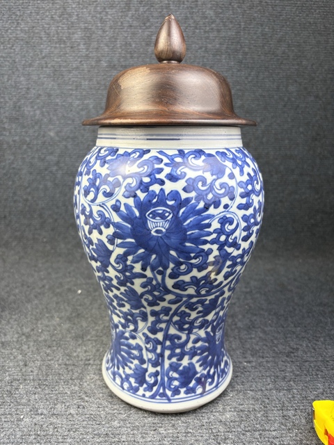 古玩陶瓷青花纏枝花卉紋半截鳳尾尊拍賣,當前價格7988元