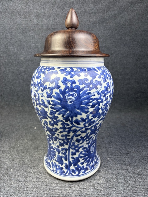 古玩陶瓷青花纏枝花卉紋半截鳳尾尊拍賣,當前價格7988元