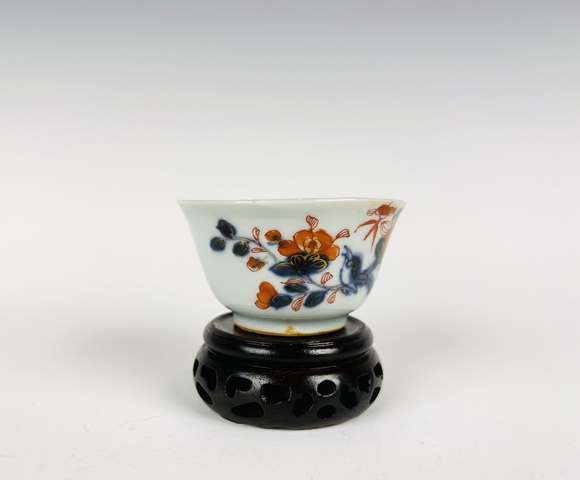 古玩陶瓷清早期·青花礬紅花鳥杯碟真品鑒賞圖