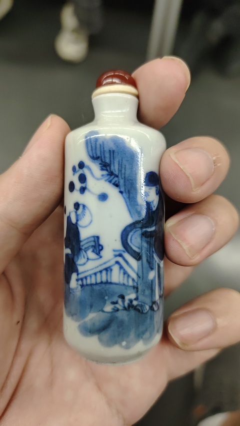 古玩陶瓷攜琴訪友人物紋青花鼻煙壺拍賣,當前價格3280元