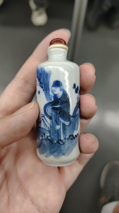 古玩陶瓷攜琴訪友人物紋青花鼻煙壺拍賣,當前價格3280元