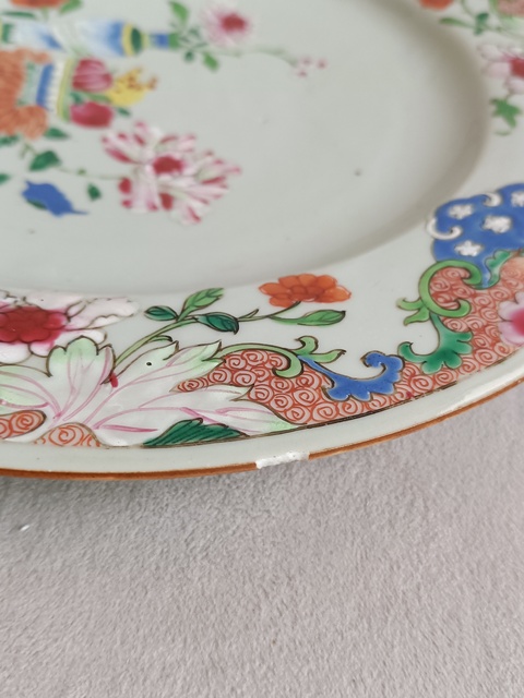 古玩陶瓷約27厘米粉彩博古花卉紋盤拍賣,當前價格2800元