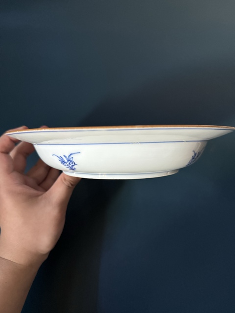 古玩陶瓷清·康熙人物故事草堂驚夢細路青花折沿盤拍賣，當前價格1580元