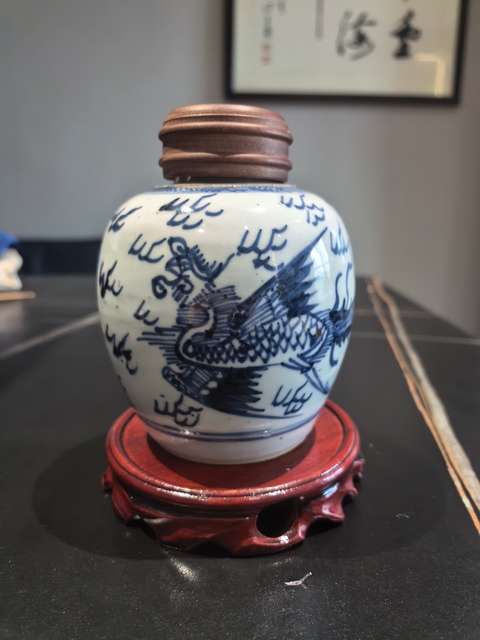 古玩陶瓷雍正青花鳳紋罐拍賣,當(dāng)前價(jià)格5199元